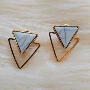 New geometric Triangle Marble Studs with Gold Trim